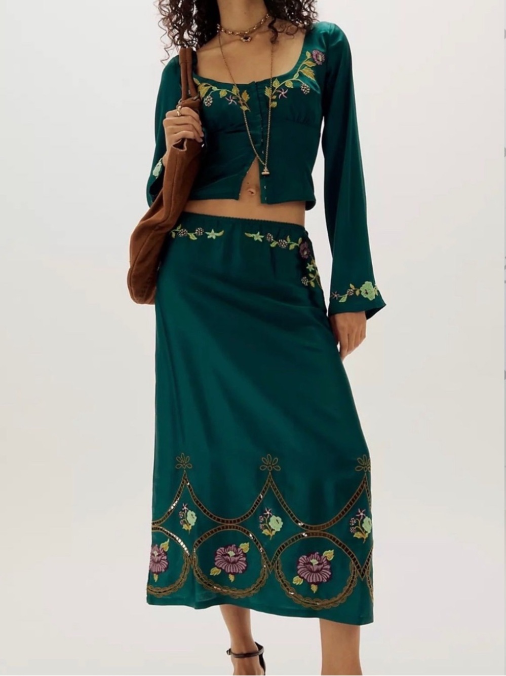 Free People Autumn Bloom Midi Skirt Set